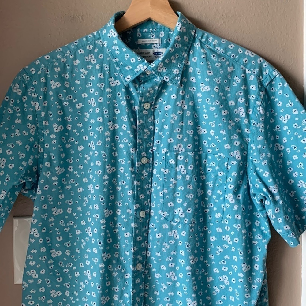 OLD NAVY Mens Floral Short Sleeve Button Down Shirt